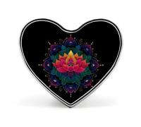 Colorful Mandala Heart Shape Badge Button Pins Brooches