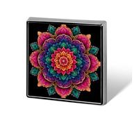 Colorful Mandala Pink Purple Green Blue Unisex Brooches & Pins Square Lightweight Lapel Badge Jewelry for Clothing Shawl Hat