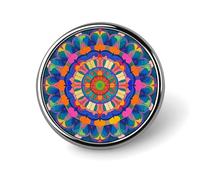 Colorful Mandala Round Badge Brooch Lightweight Lapel Tie Pins Unique Gifts Metal Brooch Badge For Hat Shirt Clothing Bags Decoration