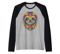 Colorful Mandala Sloth- Psychedelic Cute Animal Art Raglan Baseball Tee