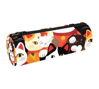 Colorful Maneki Neko Cats Pen Pencil Case Coin Purse Cosmetic Makeup Bag for Student Stationery School Office Storage