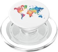Colorful Map Earth Countries Continent Geography World Map PopSockets PopGrip for MagSafe