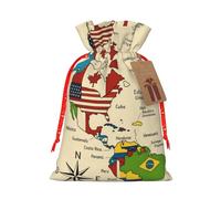 Colorful Map Of Americas Coun Drawstring Gift Bags Small Item Treats Wrapping Storage Bags Christmas Birthday Party Holiday