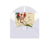 Colorful Map Of Americas Coun Greeting Card With Envelope (160 x 120 mm) for Birthday/Wedding/Invitation/Christmas/New Year
