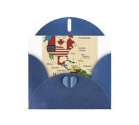 Colorful Map Of Americas Coun Greeting Card With Envelope (160 x 120 mm) for Birthday/Wedding/Invitation/Christmas/New Year