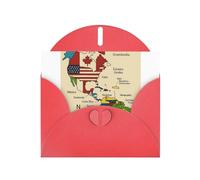 Colorful Map Of Americas Coun Greeting Card With Envelope (160 x 120 mm) for Birthday/Wedding/Invitation/Christmas/New Year