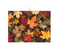 Colorful Maple Leaf Dish Drying Mat Absorbent Draining Board Pad for Kitchen Counter Autumn Coffee Mat Dishes Drainer Protector with Hanging Loop 18 x 24 Inch