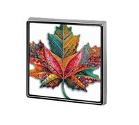 Colorful Maple Leaf with Abstract Shapes Unisex Brooches & Pins Square Lightweight Lapel Badge Jewelry for Clothing Shawl Hat
