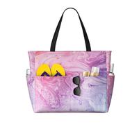 Colorful Marble Pastel Pink Blue Purple Print Beach Travel Bag Smart Pocket Tote Summer Vacation Hiking Camping Outdoor Activity