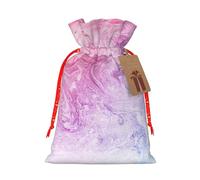 Colorful Marble Pastel Pink Blue Purple Print Christmas Drawstring Gift Bags Festive Sack Xmas Birthday Party Present Packaging