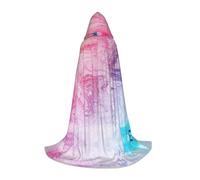 (Colorful Marble Pastel Pink Blue Purple) Print Hooded Cape For Teenagers Costume Party, Halloween Hooded Cape Soft and Elastic,M