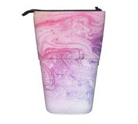 Colorful Marble Pastel Pink Blue Purple Print Telescopic Pencil Case Portable Bag Makeup Pouch Stationery Organizer Office Travel