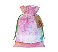 Colorful Marble Pastel Pink Blue Purple Print Xmas Drawstring Wrapping Bags For Xmas Package Storage, Christmas Party Supplies Favors