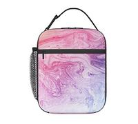 Colorful Marble Pastel Pink Blue Purple Printed Insulated Lunch Bag for Men Women - Durable Lunch Cooler Tote Bag for Work, School, and Travel
