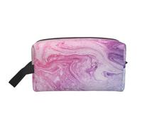 Colorful Marble Pastel Pink Blue Purple Prints Large Makeup Bag Makeup Pouch with Handle, Portable Simple Travel Makeup Organizer Case for Women