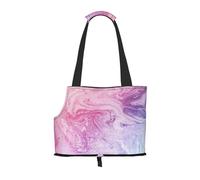 "Colorful Marble Pastel Pink Blue Purple Prints Small Dog Carrier Bag, Portable Cat Carrier Handbag, Foldable Pet Carrier Bag, Personalized Pattern Design"