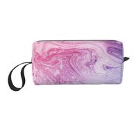 Colorful Marble Pastel Pink Blue Purple Prints Travel Makeup Bag Makeup Pouch, Portable Simple Zippered Makeup Organizer Case for Women