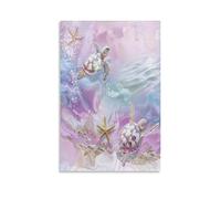 Colorful Marble Turtle Canvas Wall Art, Natural Animal Starfish Ocean Texture Painting Print on Textured Canvas, Wall Poster Artwork for Living Room Bedroom Office Decor Unframe 16x24inch(40x60cm)