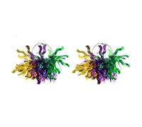 Colorful Mardi Gras Earrings Sparkly Firework Pom Pom Ball Hoop Earrings Headband Exaggerated Round Circle Tassel Earring for Women Carnival Party Parade Jewelry, Resin, No Gemstone