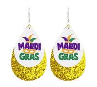 Colorful Mardi Gras Leather Dangle Earrings for Women Layered Shining Mardi Gras Theme Teardrop Earrings Lightweight Mask Hat Crown Drop Earrings Carnival Parades Party Holiday Jewelry Gifts, Leather