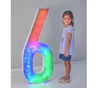 Colorful Marquee Number 6, 4 FT Large Mosaic Numbers Light Up with Multicolor Options and Diverse Flashing Patterns, Plastic Foam Board Set for Birthdays Weddings, Baby Anniversaries Party Décor