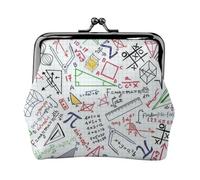 Colorful Math Doodles On Grid, PU Leather Coin Purse, Small Wallets, Change Pouch with Kiss Lock Clasp Buckle, Change Purse