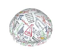 Colorful Math Doodles On Grid,Shower Cap Nightcap Double Layer Waterproof Elastic Bath Cap Reusable Hair Cap