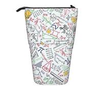 Colorful Math Doodles On Grid,Standing Pencil Holder Stationery Bag Pencil Pouch Organizer Telescopic Pencil Case