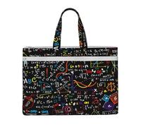 Colorful Math Formula Print,Canvas Document Bag Zipper File Tote Bag Handbag Briefcase for School Office