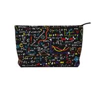 Colorful Math Formula Print, Cosmetic Bag Corduroy Makeup Bag Portable Travel Toiletry Bag