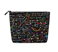 Colorful Math Formula Print, Cosmetic Bag Imitation Linen Makeup Bag Portable Travel Toiletry Bag