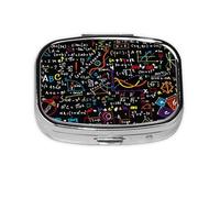 Colorful Math Formula Print,Meta Pill Box 2 Compartment Medicine Case,Portable Organizer
