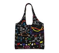 Colorful Math Formula Print,Reusable Tote Bags Grocery Bags Large Capacity Canvas Shopping Shoulder bag