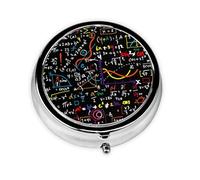 Colorful Math Formula PrintMeta Pill Box 3 Compartment Medicine Case,Portable Organizer