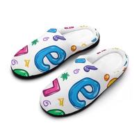 Colorful Math Numbers Graffiti Comfy Women's Slippers Nonslip Indoor House Shoes 9-10（40-41）