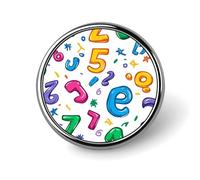Colorful Math Numbers Graffiti Metal Round Badge Pattern Printed Button Badge Personalized Circle Badges 1"