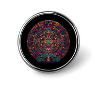 Colorful Mayan Calendar Print Round Badge Metal Decorative Brooches 1 Inch Funny Lapel Pin Gift Or Backpack Clothing