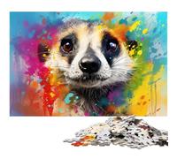 Colorful Meerkat 1000 Piece Jigsaw Puzzle Wooden Jigsaw Puzzles DIY Decoration, Brain Challenge, for Adult, Family, 50x75CM/19.68x29.52inch