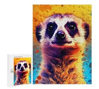 Colorful Meerkat Portrait -1 - Adult Tabletop Puzzle, 500 PCS, New Year Party Activity, with A Decorative Finished Picture