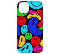Colorful Melting Smile Faces Pattern Retro Abstract Design Case for iPhone 14 Plus