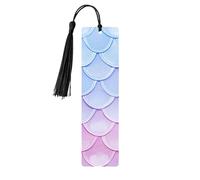 Colorful Mermaid Bookmark Cute Fish Scale Wooden Bookmark with Tassel Book Mark for Women Men Reading Page Markers Gifts for Book Lovers