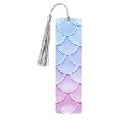 Colorful Mermaid Bookmark Cute Fish Scale Wooden Bookmark with Tassel Book Mark for Women Men Reading Page Markers Gifts for Book Lovers
