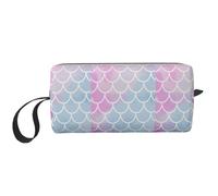 Colorful Mermaid Scale Print Simple Organizer Pouch, Lightweight Travel Bag, Foam Padded Cosmetic Case