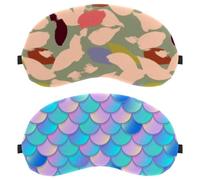 Colorful Mermaid Scale Watercolor 2-Pack Light-Blocking Soft Breathable Sleeping Mask Eye Patch