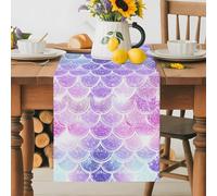 Colorful Mermaid Scales Table Runner 70 Inches Long,Table Runners Kitchen Dining Tables Decoration for Home Party Decor, Sparkling Ocean Under The Sea Tables Runner Wedding Dresser Scarf