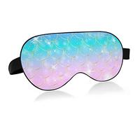 Colorful Mermaid Tail Scales Glitter Squama Scale Eye Masks Cover Blocks Light Sleep Mask Shade Cover Blindfold Relaxing Eyeshade Cover with Adjustable Head Strap for Men Women Kids