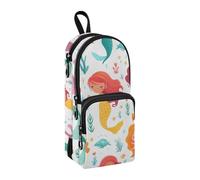 Colorful Mermaids Pencil Case, Big Capacity Pen Bag with Compartment Students Schoolbag Shape Stationery Organizer Pencil Pouch Marker Case for School Office Work