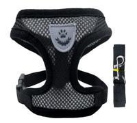 Colorful Mesh Adjustable Harness Vest Kit S-XL Tiny Dogs Cats (L,Black) | Breathable honeycomb mesh adjustable neck+chest straps quick-release buckle metal D-ring