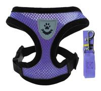 Colorful Mesh Adjustable Harness Vest Kit S-XL Tiny Dogs Cats (L,Purple) | Breathable honeycomb mesh adjustable neck+chest straps quick-release buckle metal D-ring