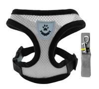 Colorful Mesh Adjustable Harness Vest Kit S-XL Tiny Dogs Cats (M,Grey) | Breathable honeycomb mesh adjustable neck+chest straps quick-release buckle metal D-ring